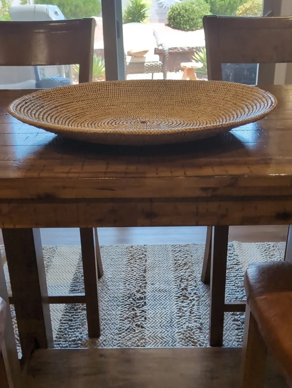 Vintage African Coiled Basket Tray Oversized 22